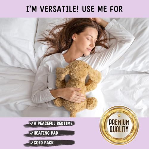 Goldendoodle Poodle Dog Microwavable Stuffed Animal – 1.5 lb Unscented Heating Pad Plush, Soft Cozy Golden Doodle Puppy Toy for Relaxation and Comfort, Gift for Women, Girls, Adults & Kids, Happy Fuel - color: Poodle Dog