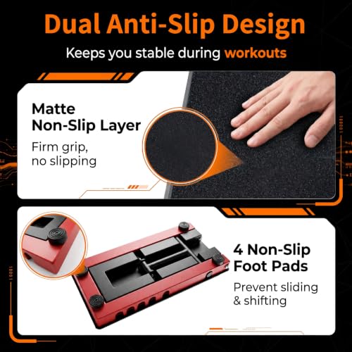 Slant Board for Calf Stretching, Steel Squat Wedge for Home Gym - color: Red+black