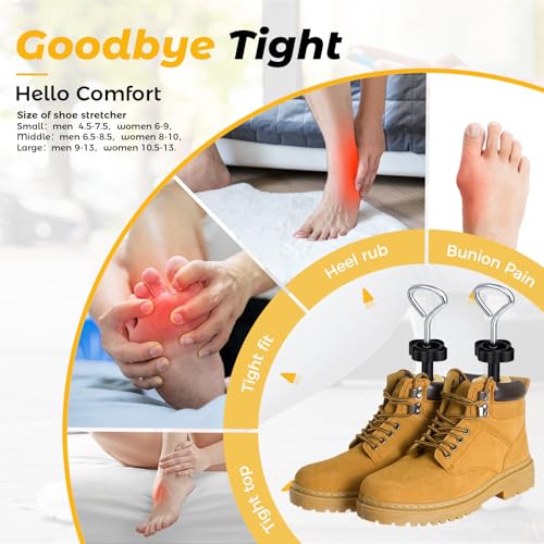 2 Piece Shoe Stretcher Boot Stretcher for Men & Women, 3-Way Shoe Widener - color: Yellow, size: Men 6.5-8.5,Women 8-10