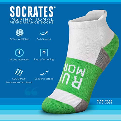 Gone For a Run Motivational Ankle Running Socks - Affirmation Runners Gifts - color: Run More (Lime)