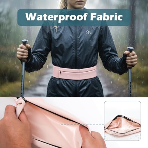 Slim Running Belt for Men and Women, Running Waist Pack - color: Pink-medium