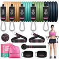 Resistance Bands with Handles, 5 Level Exercise Bands, 150LBS Workout Bands - color: ‎Light yellow, Khaki, Blue, Green, Navy blue