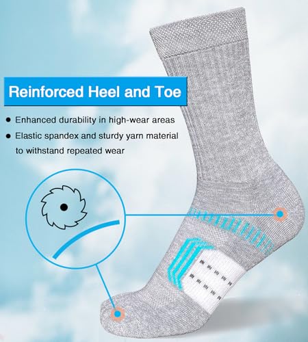 Suaskk Womens Cushioned Breathable Athletic Running Crew Socks 5 Pairs - color: Grey 5 Pairs, size: 9-11