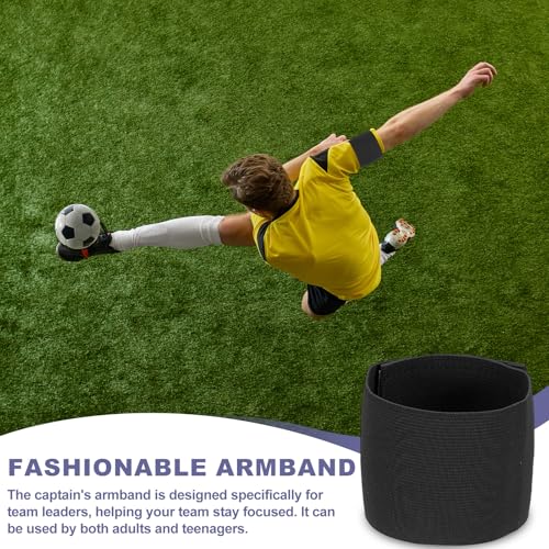 Soccer Captain Armband Elastic Wrist Arm Bands Adjustable Player Team Leader Anti-Slip Badge Sports Accessories - color: Black
