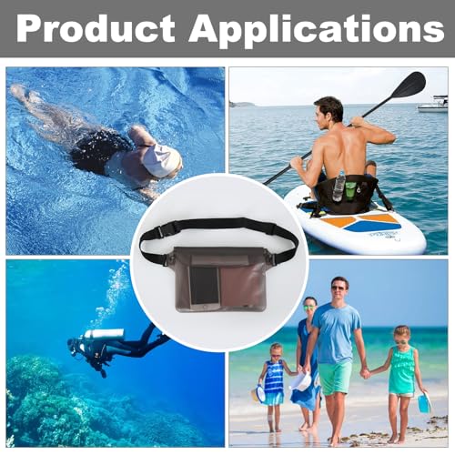 Triple zip lock protection Waterproof Fanny Pack - Waterproof Phone Pouch with Waist Strap，for Outdoor Water Sports, Boating, Hiking,Kayaking,Fishing ， Beach, Camping and Swimming (Transparent Black) - color: Transparent Black