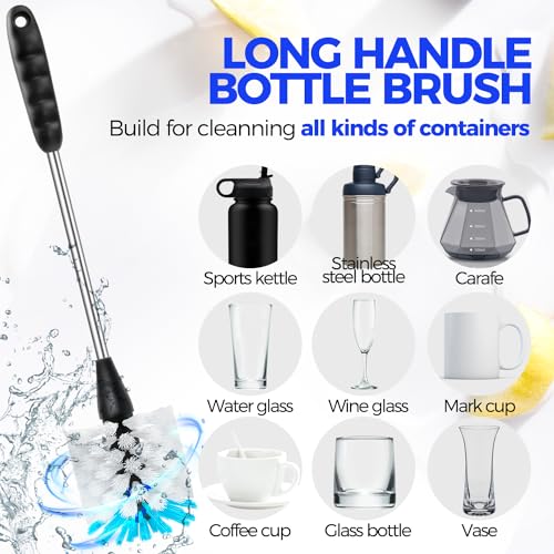 Holikme 4 Pack Bottle Brush 14" Stainless Steel Straw Cleaner Brush,Blue - color: White