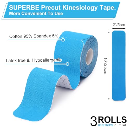 Kinesiology Tape Precut Strips K Tape Rolls for Muscle Support - color: Beige,black,blue