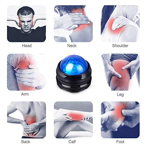 Solacium Manual Massage Roller Ball - Massager and Therapy Tool for Sore Muscles, Shoulders, Arms, Neck, Back, Feet, Body, Deep Tissue, Stiffness, Joint Pain, Stress Relief - color: Blue