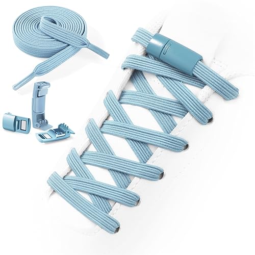 Neo-wows No Tie Shoelaces Elastic Laces for Kids Adults Athletic Sneakers - color: Powder Blue