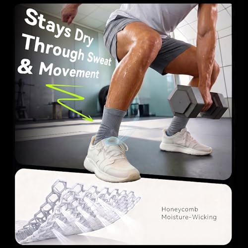 Ankle Compression Support Socks Men,15-20 mmhg,Size 10-13,3 Pairs - color: 3 Grey, size: Large