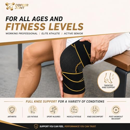 CopperJoint Adjustable Knee Sleeve with Straps Women & Men, Single, XLarge - size: X-Large