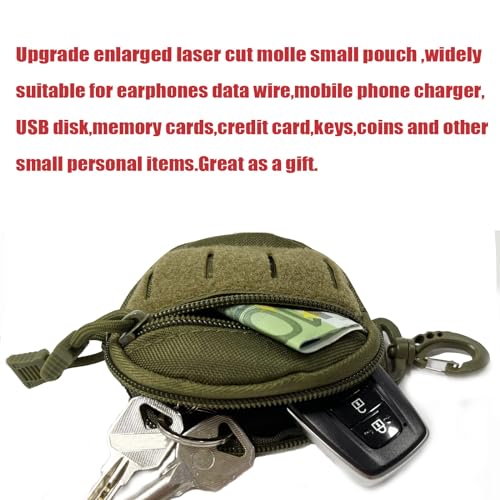1000D Laser Cut Coin EDC Pouch Change Purse Tactical Round Zipper Bag - color: Army Green