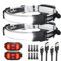 LED Headlamp, USB Rechargeable Hard Hat Light, 230° Broadbeam Headlight - color: Black-White 2PC
