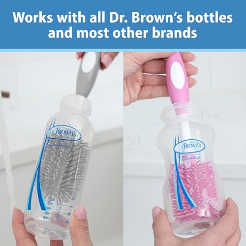 Dr. Brown's Soft Touch No Scratch Baby Bottle Cleaning Brush Nipple Cleaner with Stand and Storage Clip,BPA Free,Pink,(Pack of 12) - style: 12 Pack