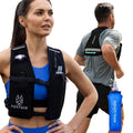Running Vest for Women Men - Hydration Vest Water Bottle - Breathable Adjustable Backpack for Hiking Marathon - Waterproof Phone Pocket - Reflective Lights Up Rechargable Vest for Night Running
