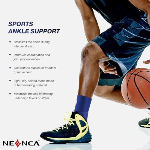 NEENCA Compression Ankle Sleeve with Removable Figure-8 Strap - color: Blue, size: Large
