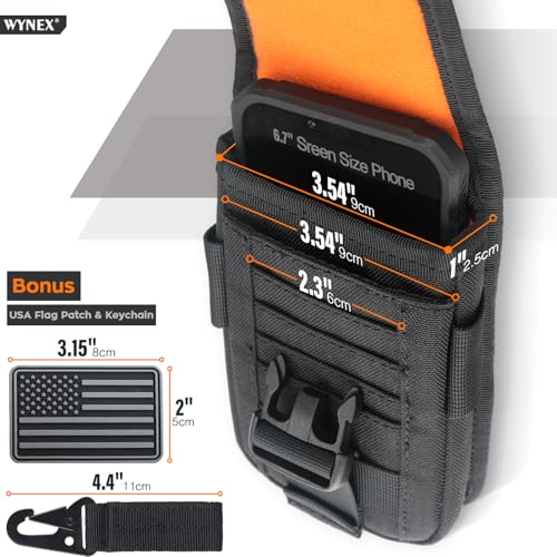 WYNEX Tactical Phone Pouch Molle, Phone Blet Holder Fit 4.0-6.7" Screen - color: Black