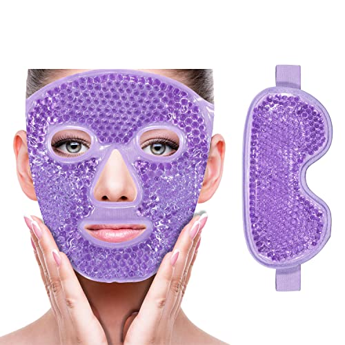 ZNÖCUETÖD Cooling Mask Ice Pack for Face Eye, Hot Cold Compress for Face - color: Purple-#2