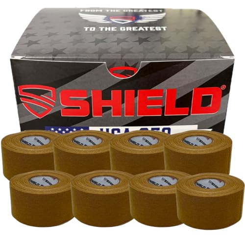 SHIELD Athletic Tape | USA's 250th Anniversary 8 Pack, 1.5 Inch by 10 Yards, Professional Trainer Rigid Wrap for Athletes - Made in the USA - Strong Hold, No Residue, Easy Tear Athletic Tape (Tan) - color: Tan