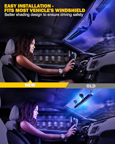 LUMENIX LED Emergency Dash Strobe Lights Bar w/Controller Windshield Visor Safety Warning Traffic Caution Lightbar Deck Split Flashing Light for Construction Vehicles Work Trucks Pickup - Amber