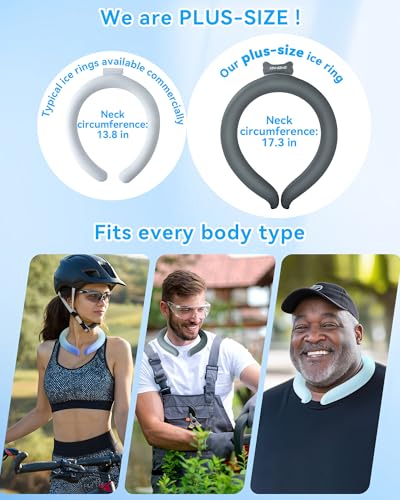 Neck Cooling Tube Wraps Ice Ring Neck Cooler Personal Ice Pack Wrap for Hot Weather Gel Reusable Wearable Gel Cooling for Summer Heat Hot Flashes Freezer Below 64.4℉ - color: Gray