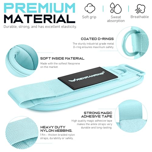 Ankle Resistance Bands w/Cuffs, Ankle Weights Women Booty Workout Equipment - color: Blue