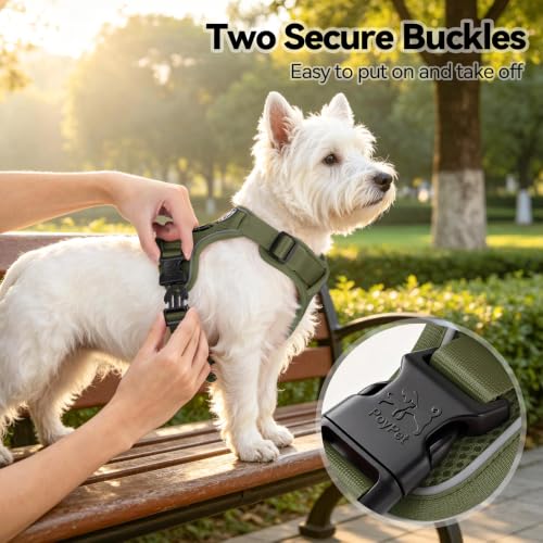 PoyPet Mesh Dog Harness, Reflective Breathable Puppy Vest for Small Dogs - color: Military Green, size: S