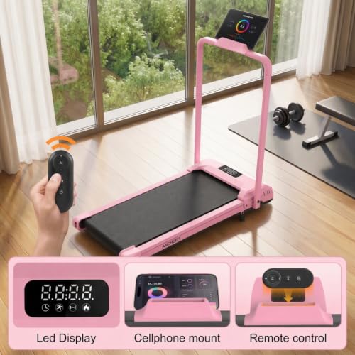 ANCHEER Incline Walking Pad with Handle Bar, Foldable Treadmill-Home/Office - color: 56-Blcak