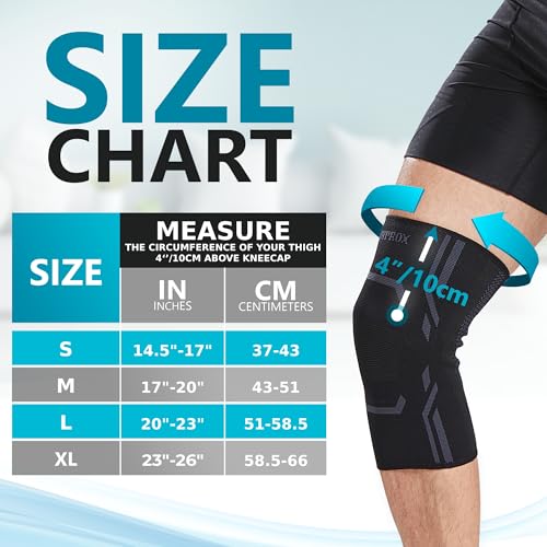 Bodyprox Knee Compression Sleeve for Men and Women (2 Pack), Knee Support Brace for Running and Work out (X-Large)… - size: X-Large