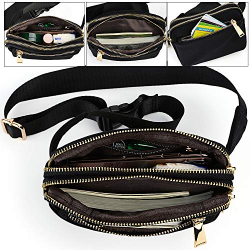 UTO Fanny Pack Crossbody Belt Purse Chest Waist Hip Travel Hiking Bumbag - color: 0917 Black