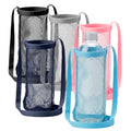 5 Pcs Water Bottle Holder with Adjustable Shoulder Strap Portable Mesh Bottle Carrier Bag with Pocket for Hiking Walking Travel Gym Vacation Holiday - Breathable Polyester