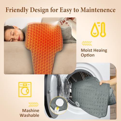 Heating Pad for Back and Period Cramps - Birthday Gifts for Women Men, ETL - color: Grayish