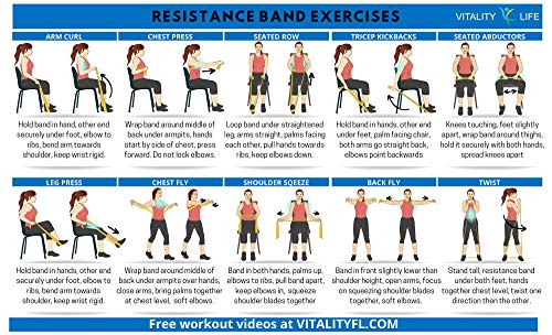 Vitality 4 Life with Curtis Adams Senior Resistance Band: Light Resistance, Longer Length + Instruction Guide. Latex Free. Exercise, Stretching, Physical Therapy