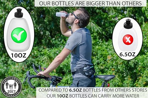Hydration Running Belt with 2x10oz Bottles - Water Belts for Woman and Men - iPhone Belt for Any Phone Size - Fuel Marathon Waist Pouch for Runners - Jogging Cycling Biking - color: Turquoise, size: 15-24 inches