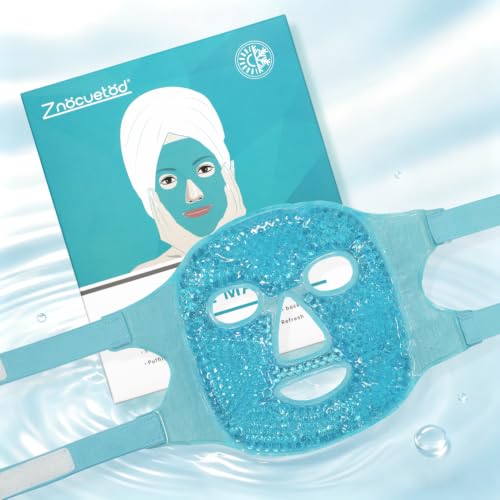 ZNÖCUETÖD Cold Face Ice Mask Facial Ice Pack Cooling Mask with Storage Bag - color: Blue