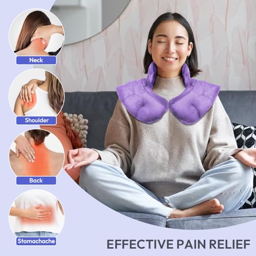 Microwavable Heat Pad for Neck and Shoulders, Warm Compress Wrap, Purple - color: Heat Pad02 -Purple