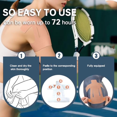 Precut Kinesiology Tape for Shoulder, 10 Pcs, Beige - color: Beige, size: 10 Pcs
