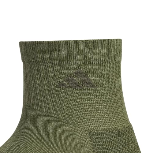 adidas Men's Athletic Cushioned Quarter Ankle Socks 6 Pairs - color: Olive Strata Green/Dark Blue/Carbon Grey, size: Medium
