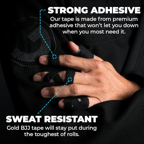 Gold BJJ Jiu Jitsu Tape - Strong Athletic Finger Tape, 1/2" x 30' - Protect Fingers and Toes in MMA, Judo, Wrestling, Martial Arts, Rock Climbing - color: White