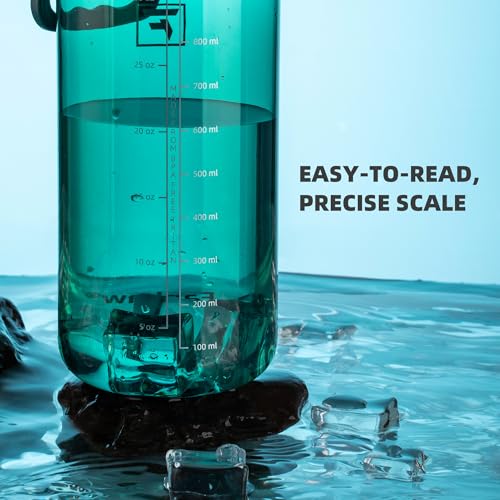 Fanhaw 32oz Clear Plastic Water Bottle with Fast-Flow Lid, Dark Green - color: Dark Green