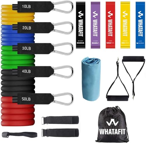 WHATAFIT Resistance Bands with Handles, 150 lb Exercise Bands Set - color: Assorted