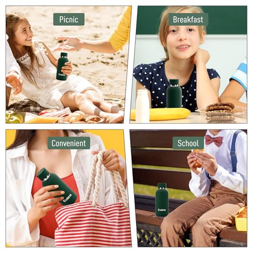 Exllena Small Water Bottle 12oz with Clip, Double Wall Stainless Steel Vacuum Small Insulated Water Bottle Keeps Drinks Cold 24 Hrs/Hot 12 Hrs for Kids Handbag School BPA Free (Emerald Green) - color: Emerald Green, size: 350 ml