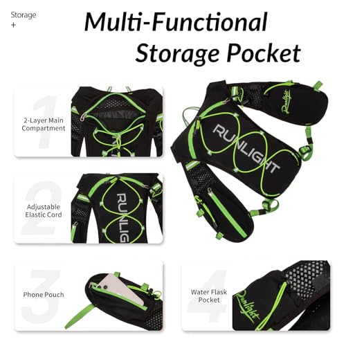 Runlight Running Vest for Women Men Lightweight Hydration Backpack Pack with 1.5L Water Bladder Bag Hydro Daypack for Hiking,Trail,Skiing,Camping,Cycling,Race,Marathon - color: Black Green