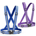 2 Packs Reflective Vest Running Gear, High Visibility Reflective Running Gear Adjustable Elastic Safety Vest for Night Jogging, Biking, Walking or Dog Walking, Running Vest for Men Women Children - color: Blue &purple