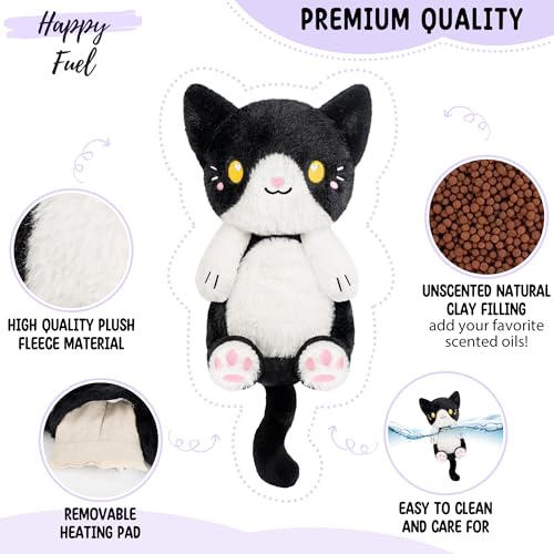 Tuxedo Cat Microwavable 1.5 lbs Unscented Heating Pad for Women and Kids- Cute Soft Cozy Pillow Plush Heatable Warm Stuffed Animals - Kawaii Hot and Cold Plushie - Tuxedo Cat Gifts for Girls and Women - color: Tuxedo Cat