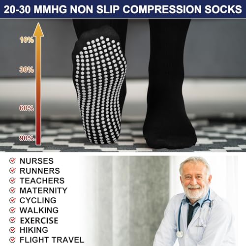 3 Pair Non Slip Compression Socks Women Men - color: Cool Tone, style: Minimalist