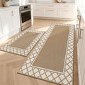COSY HOMEER Washable Kitchen Rugs Sets of 2 Non-Slip Kitchen Mats,Beige - color: Beige, size: 24"x35" + 24"x60"