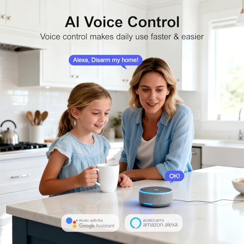 PGST Home Alarm System,4.3in WiFi+4G Touch Screen Siren No Monthly Fees - color: White & Gray