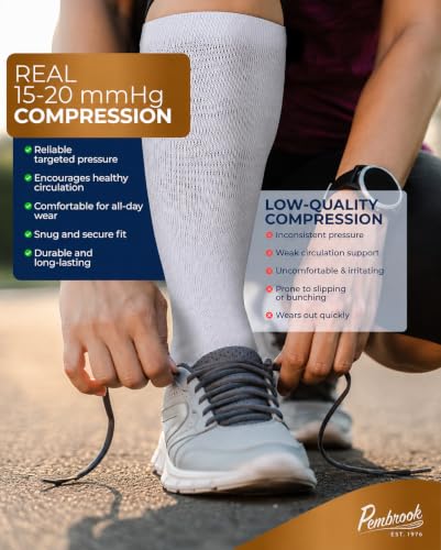 Pembrook 3 Pairs Copper Compression Socks 15-20 mmHg | Graduated Support - color: Black/ White/Gray - 3 Pairs, size: Large