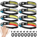 Headlamp Rechargeable 8-Pack，LED Head Torch with 8 Light Modes (White/Yellow/Red + Spotlight), Motion Sensor & Hands-Free Headband, USB Rechargeable for Camping, Running & Repairs, Fishing, Cycling
